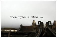 Typewriter with the words 'once upon a time' on the paper